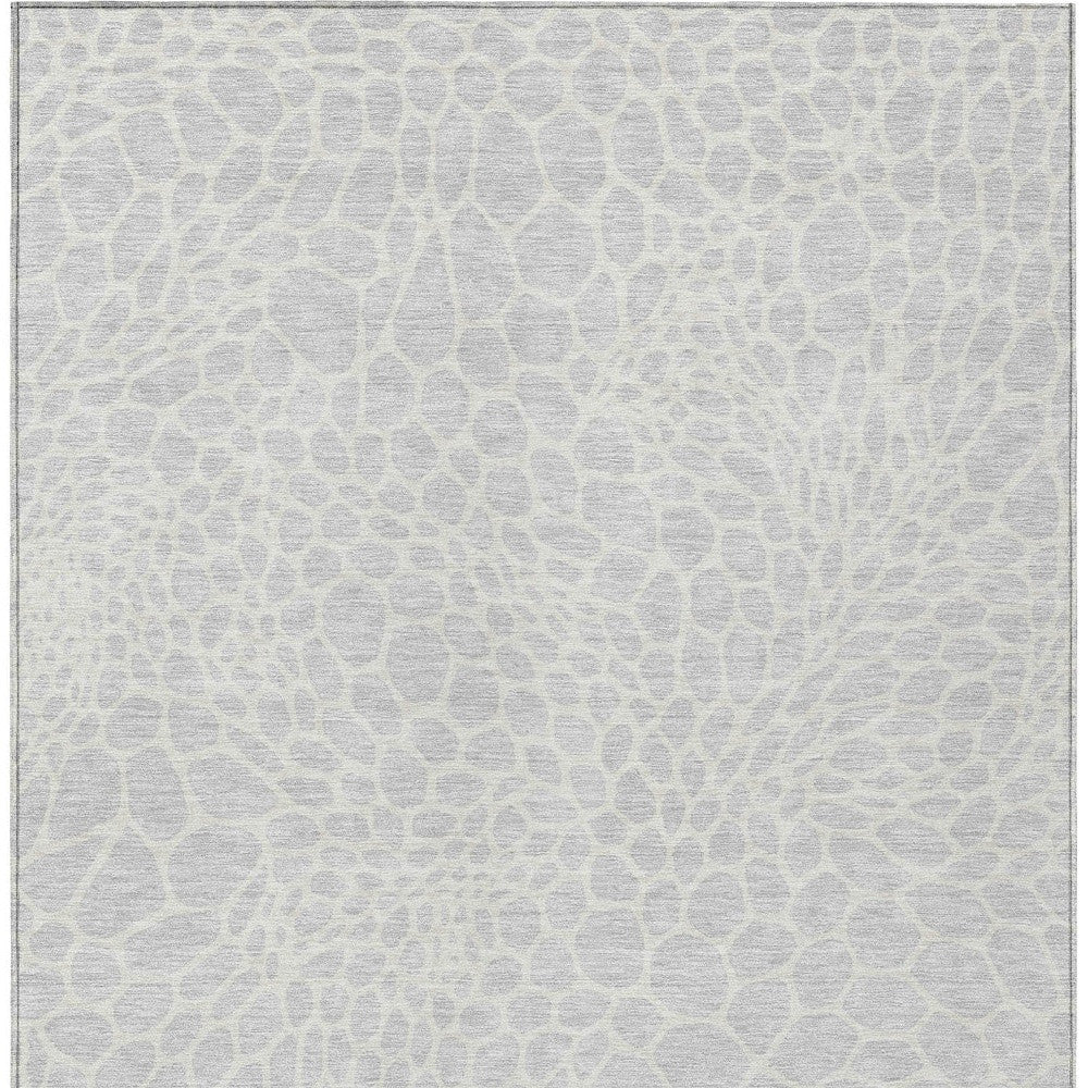 Tabselect Home Line 8' X 10' Silver And Gray Geometric Washable Indoor Outdoor Area Rug