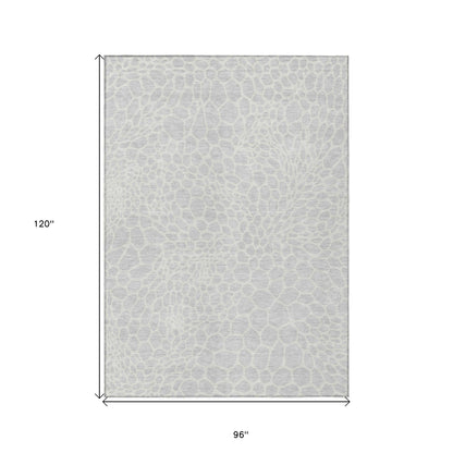 Tabselect Home Line 8' X 10' Silver And Gray Geometric Washable Indoor Outdoor Area Rug