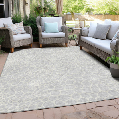Tabselect Home Line 8' X 10' Silver And Gray Geometric Washable Indoor Outdoor Area Rug