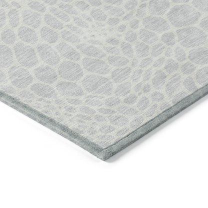Tabselect Home Line 8' X 10' Silver And Gray Geometric Washable Indoor Outdoor Area Rug