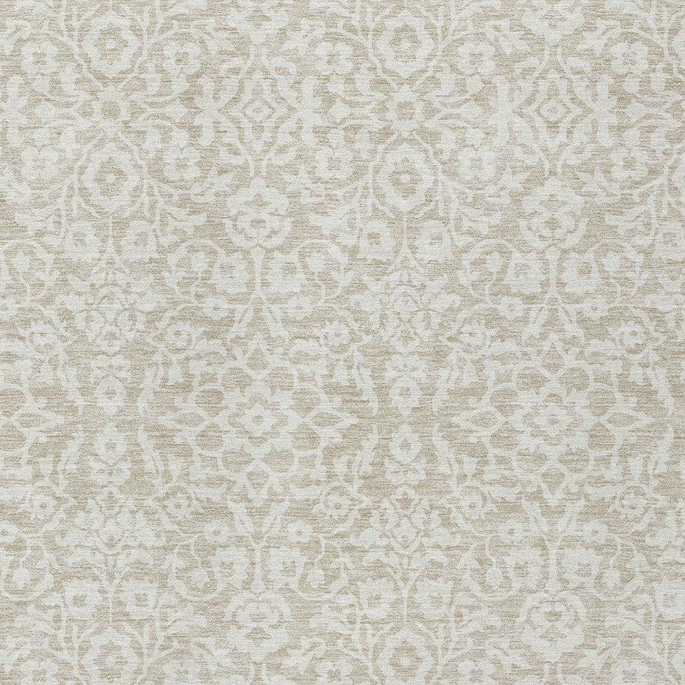 Tabselect Home Line 5' X 8' Beige And Ivory Damask Washable Indoor Outdoor Area Rug
