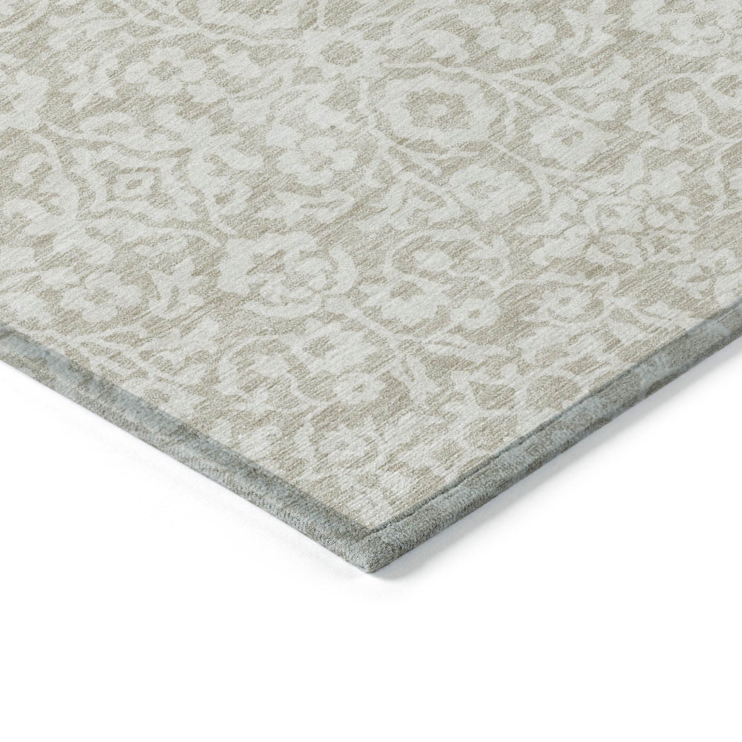 Tabselect Home Line 8' X 10' Beige And Ivory Damask Washable Indoor Outdoor Area Rug