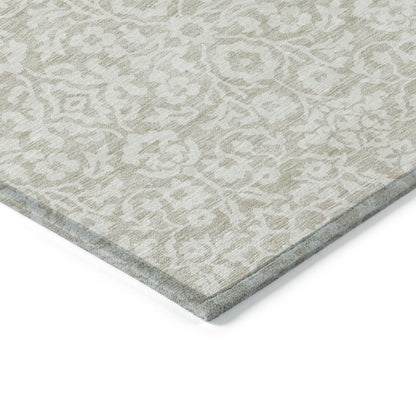 Tabselect Home Line 8' X 10' Beige And Ivory Damask Washable Indoor Outdoor Area Rug