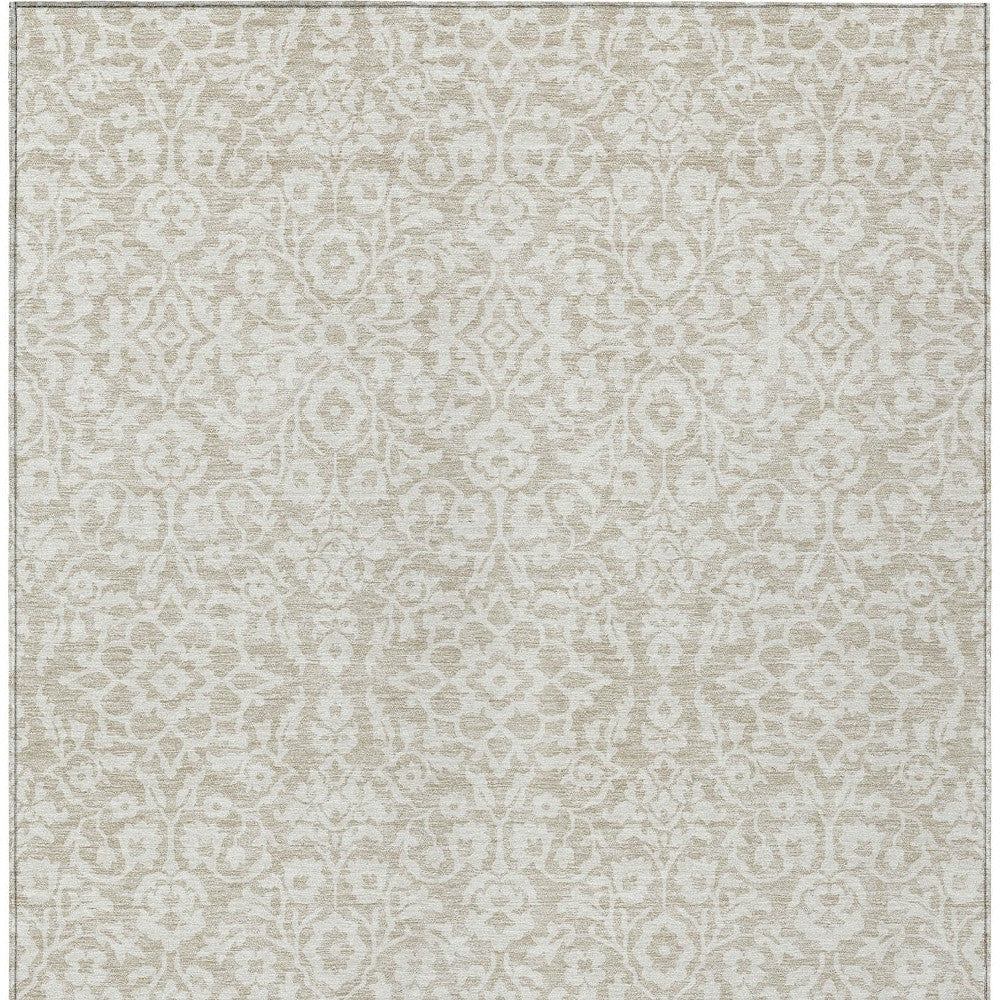 Tabselect Home Line 8' X 10' Beige And Ivory Damask Washable Indoor Outdoor Area Rug