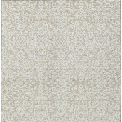 Tabselect Home Line 8' X 10' Beige And Ivory Damask Washable Indoor Outdoor Area Rug
