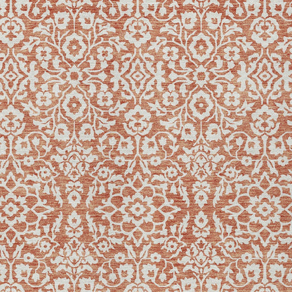 Tabselect Home Line 5' X 8' Coral And Ivory Damask Washable Indoor Outdoor Area Rug