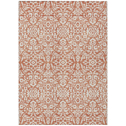 Tabselect Home Line 8' X 10' Coral And Ivory Damask Washable Indoor Outdoor Area Rug