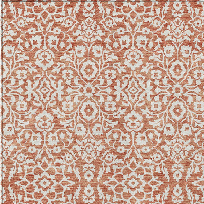 Tabselect Home Line 8' X 10' Coral And Ivory Damask Washable Indoor Outdoor Area Rug