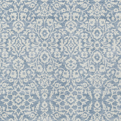 Tabselect Home Line 5' X 8' Denim Blue And Ivory Damask Washable Indoor Outdoor Area Rug