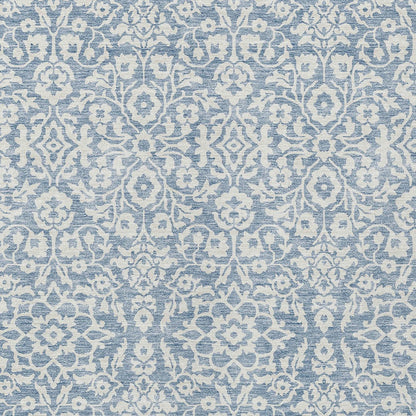 Tabselect Home Line 8' X 10' Denim Blue And Ivory Damask Washable Indoor Outdoor Area Rug