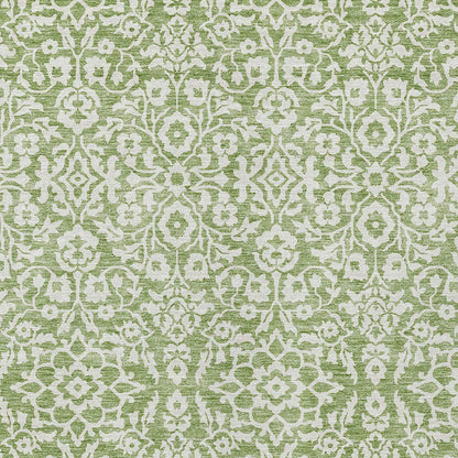 Tabselect Home Line 5' X 8' Green And Ivory Damask Washable Indoor Outdoor Area Rug