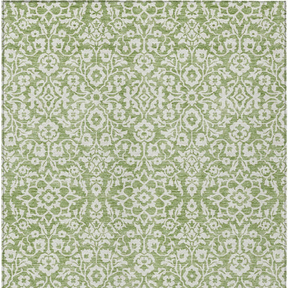 Tabselect Home Line 8' X 10' Green And Ivory Damask Washable Indoor Outdoor Area Rug