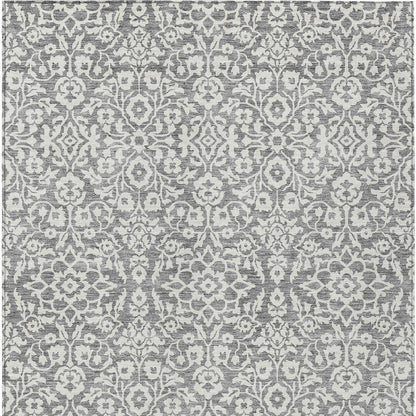 Tabselect Home Line 8' X 10' Gray And Ivory Damask Washable Indoor Outdoor Area Rug