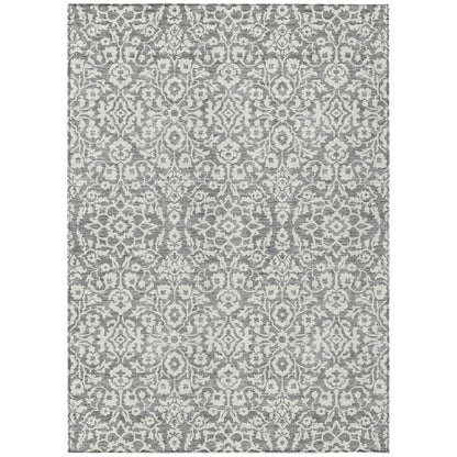 Tabselect Home Line 8' X 10' Gray And Ivory Damask Washable Indoor Outdoor Area Rug