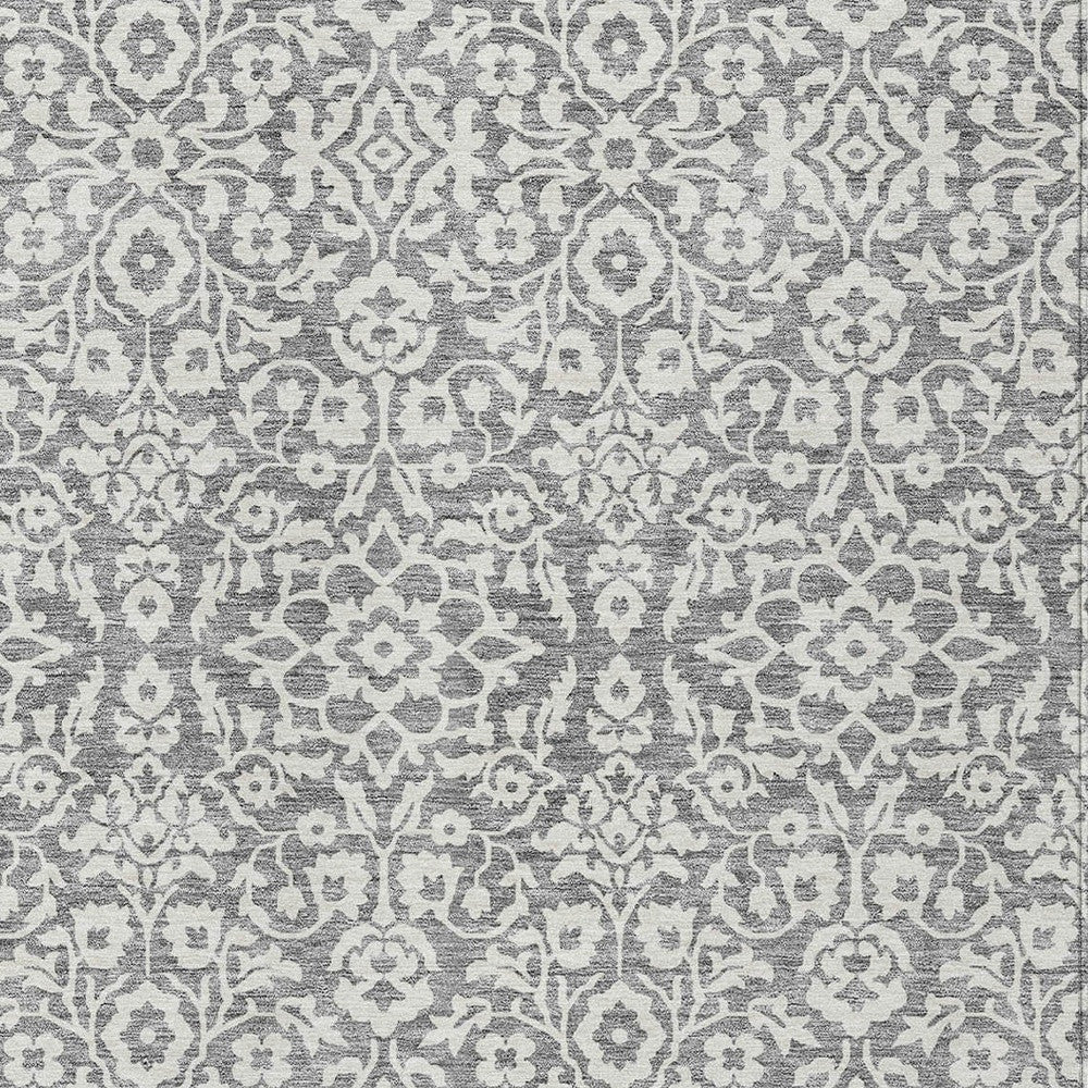 Tabselect Home Line 8' X 10' Gray And Ivory Damask Washable Indoor Outdoor Area Rug