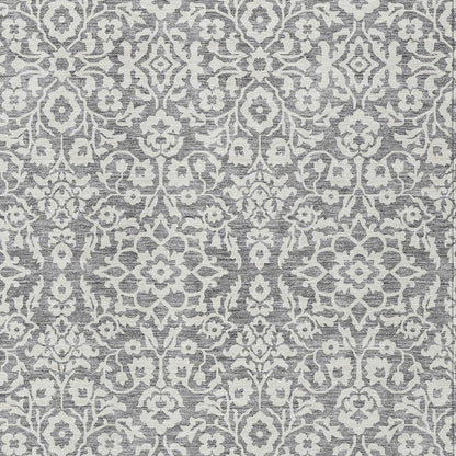 Tabselect Home Line 8' X 10' Gray And Ivory Damask Washable Indoor Outdoor Area Rug