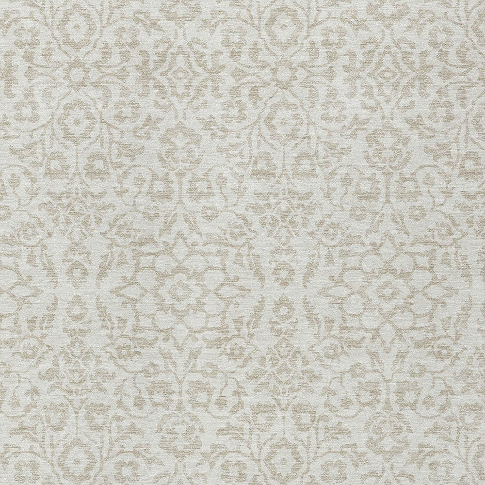 Tabselect Home Line 5' X 8' Ivory And Beige Damask Washable Indoor Outdoor Area Rug