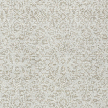 Tabselect Home Line 5' X 8' Ivory And Beige Damask Washable Indoor Outdoor Area Rug