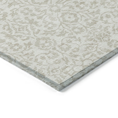 Tabselect Home Line 8' X 10' Ivory And Beige Damask Washable Indoor Outdoor Area Rug