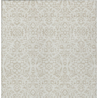 Tabselect Home Line 8' X 10' Ivory And Beige Damask Washable Indoor Outdoor Area Rug