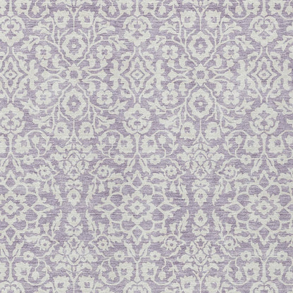 Tabselect Home Line 5' X 8' Lavender And Ivory Damask Washable Indoor Outdoor Area Rug
