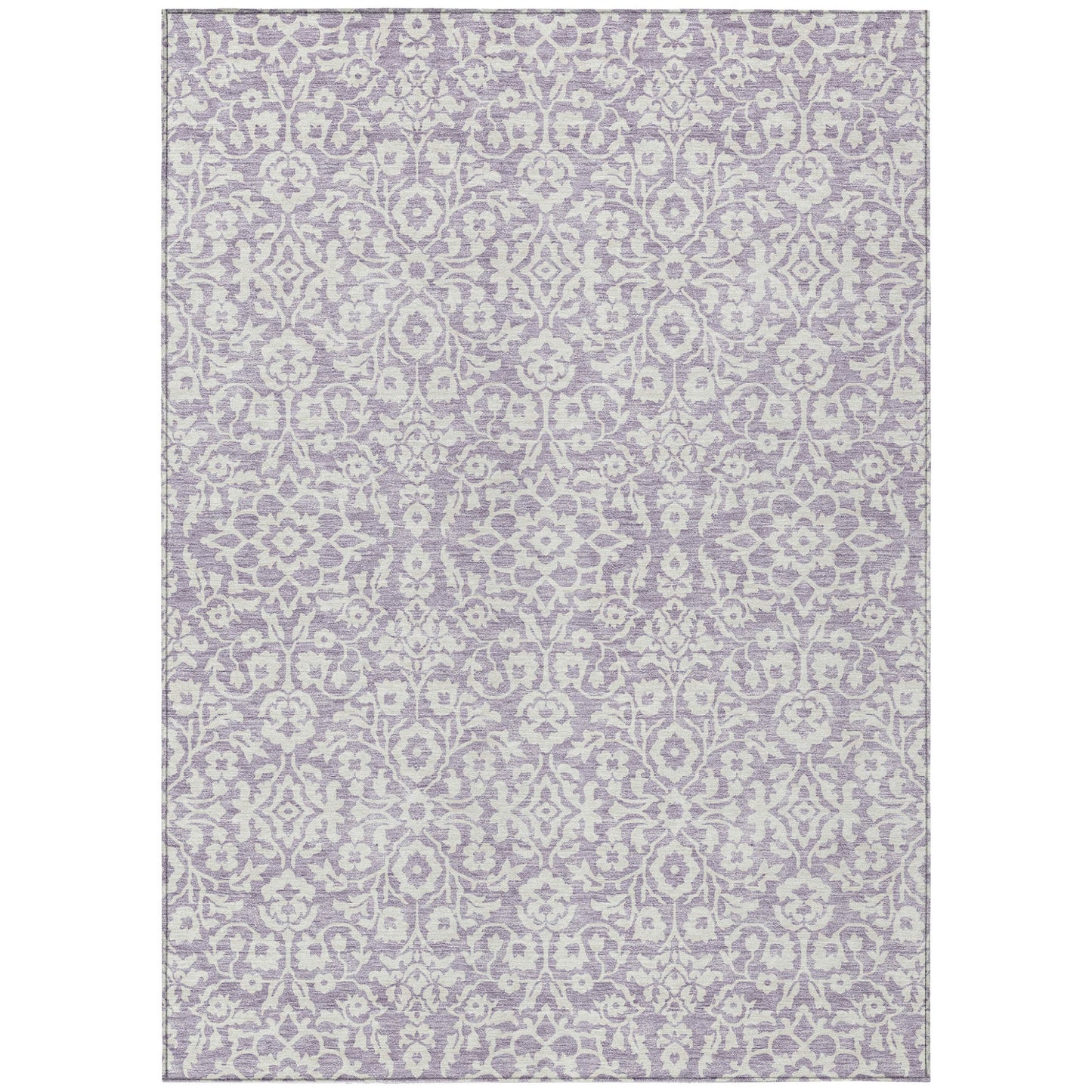 Tabselect Home Line 8' X 10' Lavender And Ivory Damask Washable Indoor Outdoor Area Rug