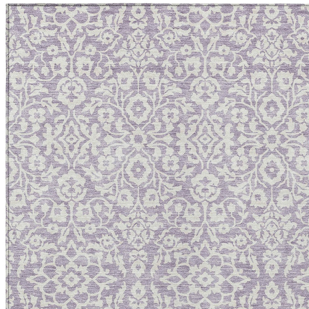 Tabselect Home Line 8' X 10' Lavender And Ivory Damask Washable Indoor Outdoor Area Rug