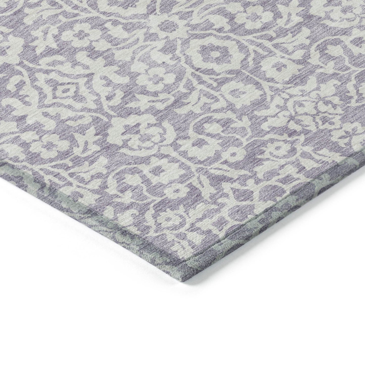 Tabselect Home Line 8' X 10' Lavender And Ivory Damask Washable Indoor Outdoor Area Rug