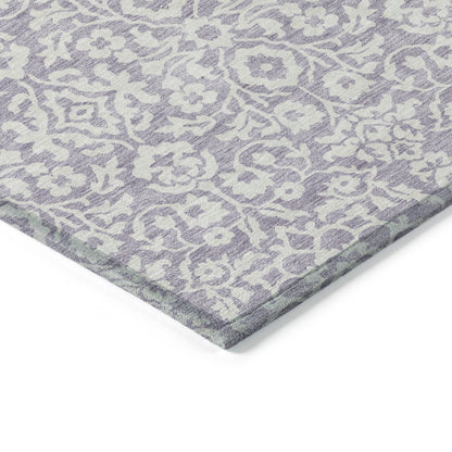 Tabselect Home Line 8' X 10' Lavender And Ivory Damask Washable Indoor Outdoor Area Rug