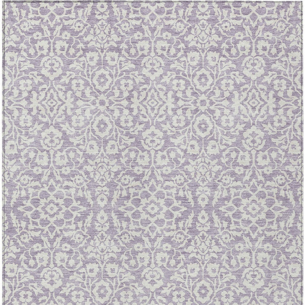 Tabselect Home Line 8' X 10' Lavender And Ivory Damask Washable Indoor Outdoor Area Rug
