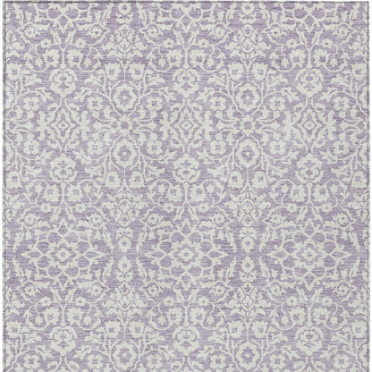Tabselect Home Line 8' X 10' Lavender And Ivory Damask Washable Indoor Outdoor Area Rug
