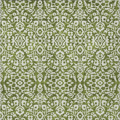 Tabselect Home Line 8' X 10' Olive Green And Ivory Damask Washable Indoor Outdoor Area Rug