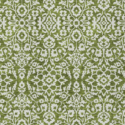 Tabselect Home Line 8' X 10' Olive Green And Ivory Damask Washable Indoor Outdoor Area Rug