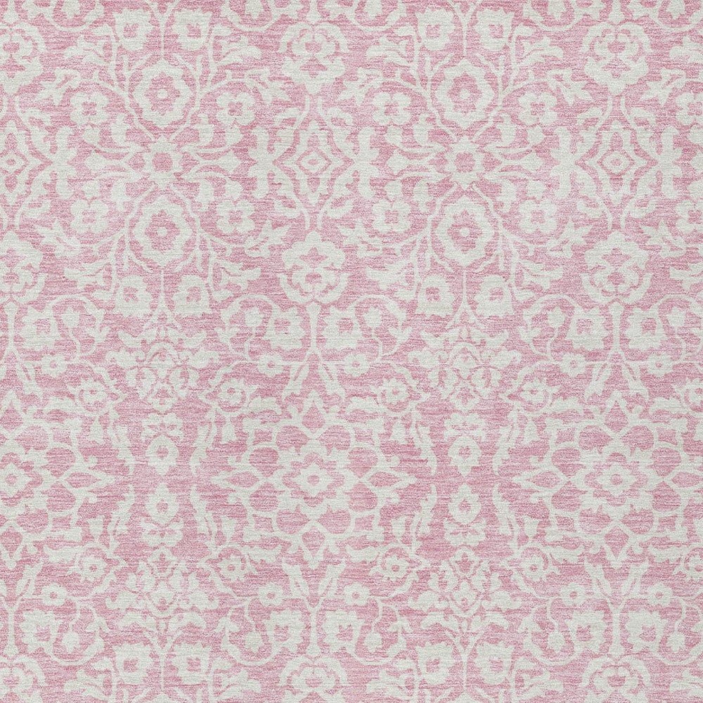 Tabselect Home Line 8' X 10' Pink And Ivory Damask Washable Indoor Outdoor Area Rug