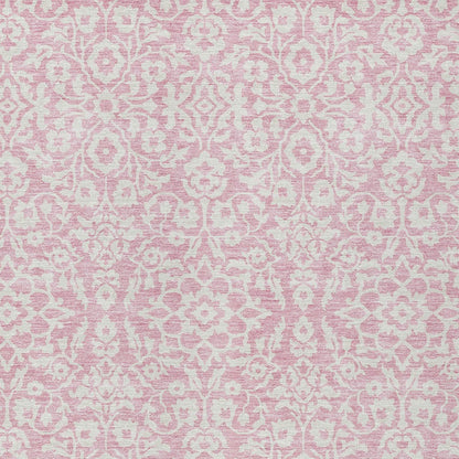 Tabselect Home Line 8' X 10' Pink And Ivory Damask Washable Indoor Outdoor Area Rug