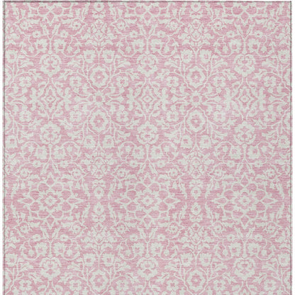 Tabselect Home Line 8' X 10' Pink And Ivory Damask Washable Indoor Outdoor Area Rug