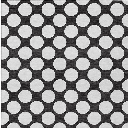 Tabselect Home Line 5' X 8' Black And Ivory Polka Dot Washable Indoor Outdoor Area Rug