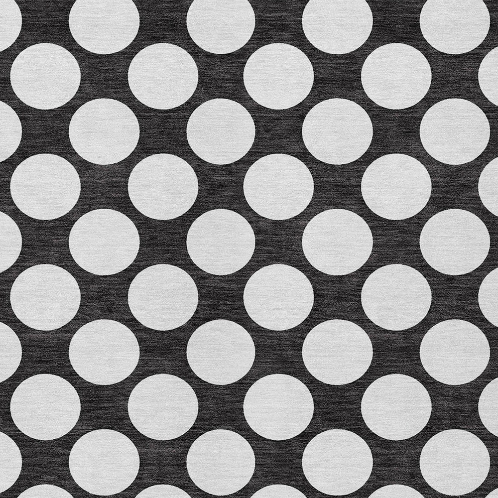 Tabselect Home Line 5' X 8' Black And Ivory Polka Dot Washable Indoor Outdoor Area Rug