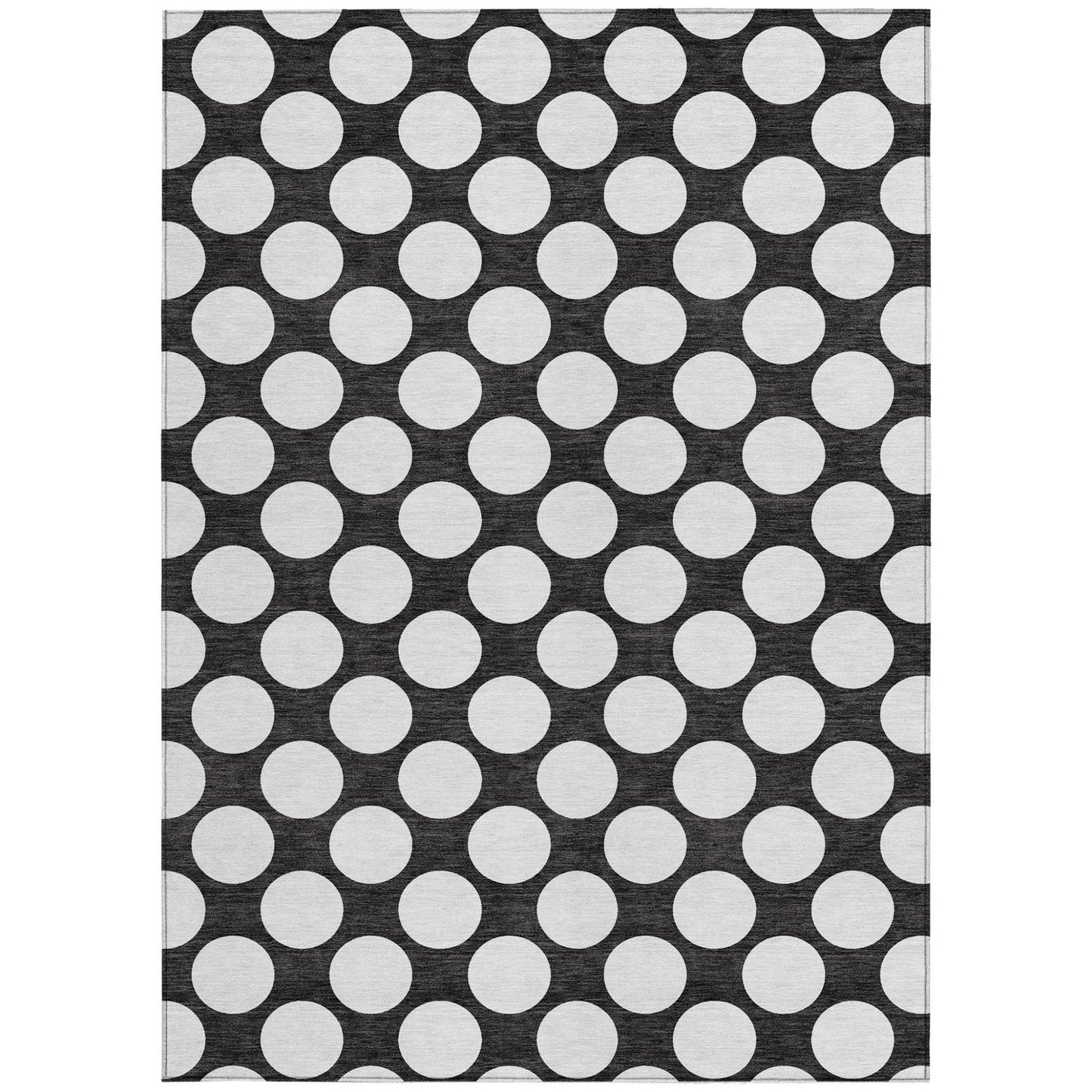 Tabselect Home Line 8' X 10' Black And Ivory Polka Dot Washable Indoor Outdoor Area Rug