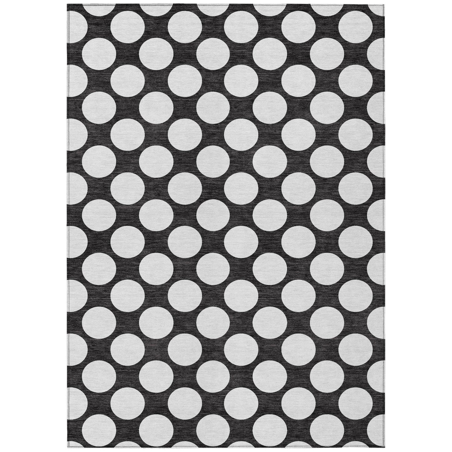 Tabselect Home Line 8' X 10' Black And Ivory Polka Dot Washable Indoor Outdoor Area Rug