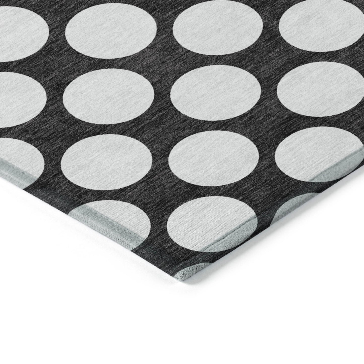 Tabselect Home Line 8' X 10' Black And Ivory Polka Dot Washable Indoor Outdoor Area Rug