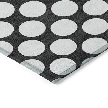 Tabselect Home Line 8' X 10' Black And Ivory Polka Dot Washable Indoor Outdoor Area Rug