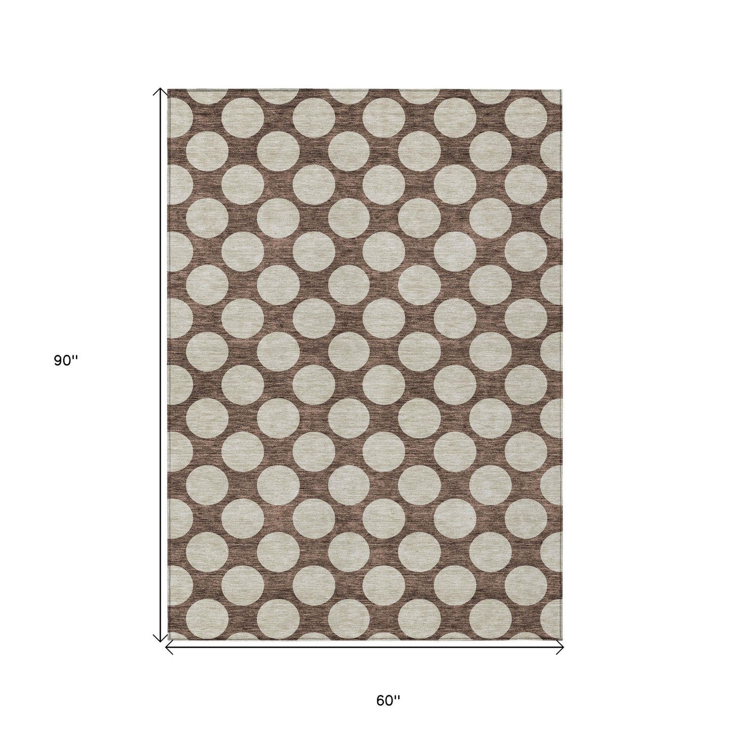 Tabselect Home Line 5' X 8' Brown And Beige Polka Dot Washable Indoor Outdoor Area Rug