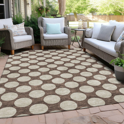 Tabselect Home Line 5' X 8' Brown And Beige Polka Dot Washable Indoor Outdoor Area Rug