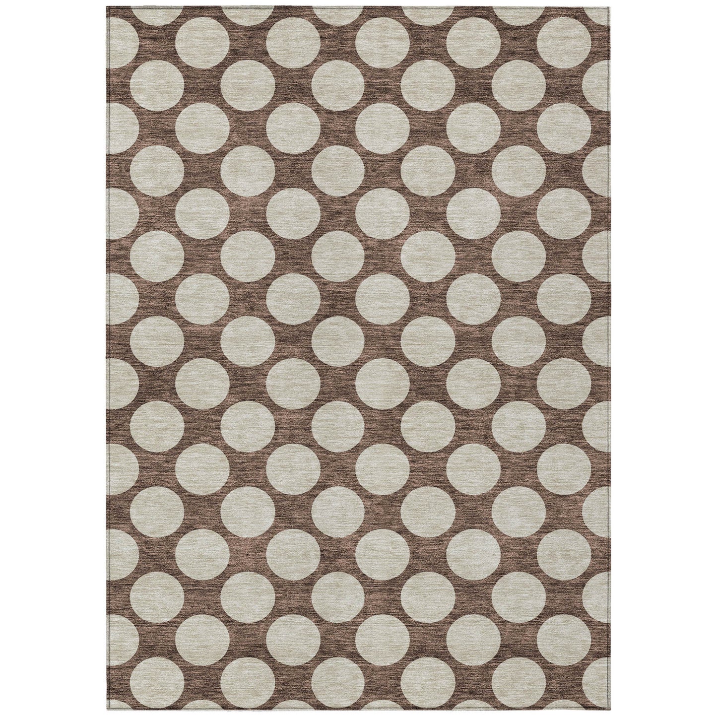 Tabselect Home Line 5' X 8' Brown And Beige Polka Dot Washable Indoor Outdoor Area Rug