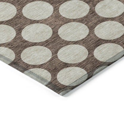 Tabselect Home Line 5' X 8' Brown And Beige Polka Dot Washable Indoor Outdoor Area Rug