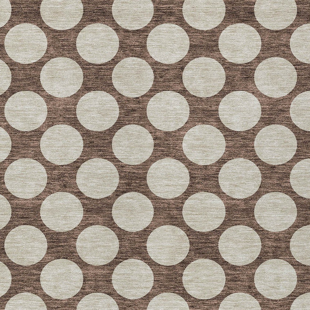 Tabselect Home Line 5' X 8' Brown And Beige Polka Dot Washable Indoor Outdoor Area Rug