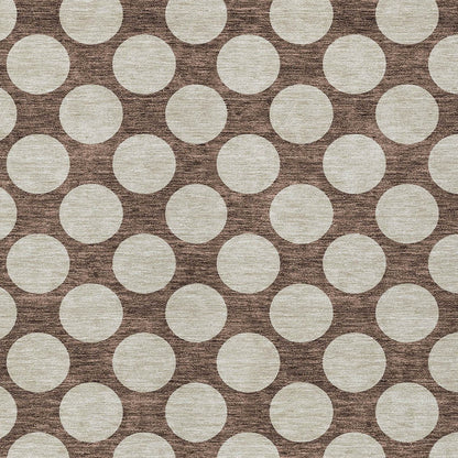 Tabselect Home Line 5' X 8' Brown And Beige Polka Dot Washable Indoor Outdoor Area Rug