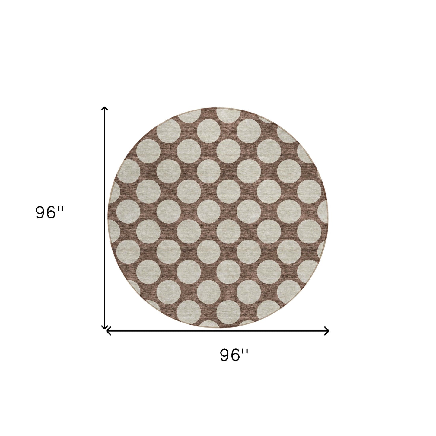 Tabselect Home Line 8' Brown And Beige Round Polka Dot Washable Indoor Outdoor Area Rug