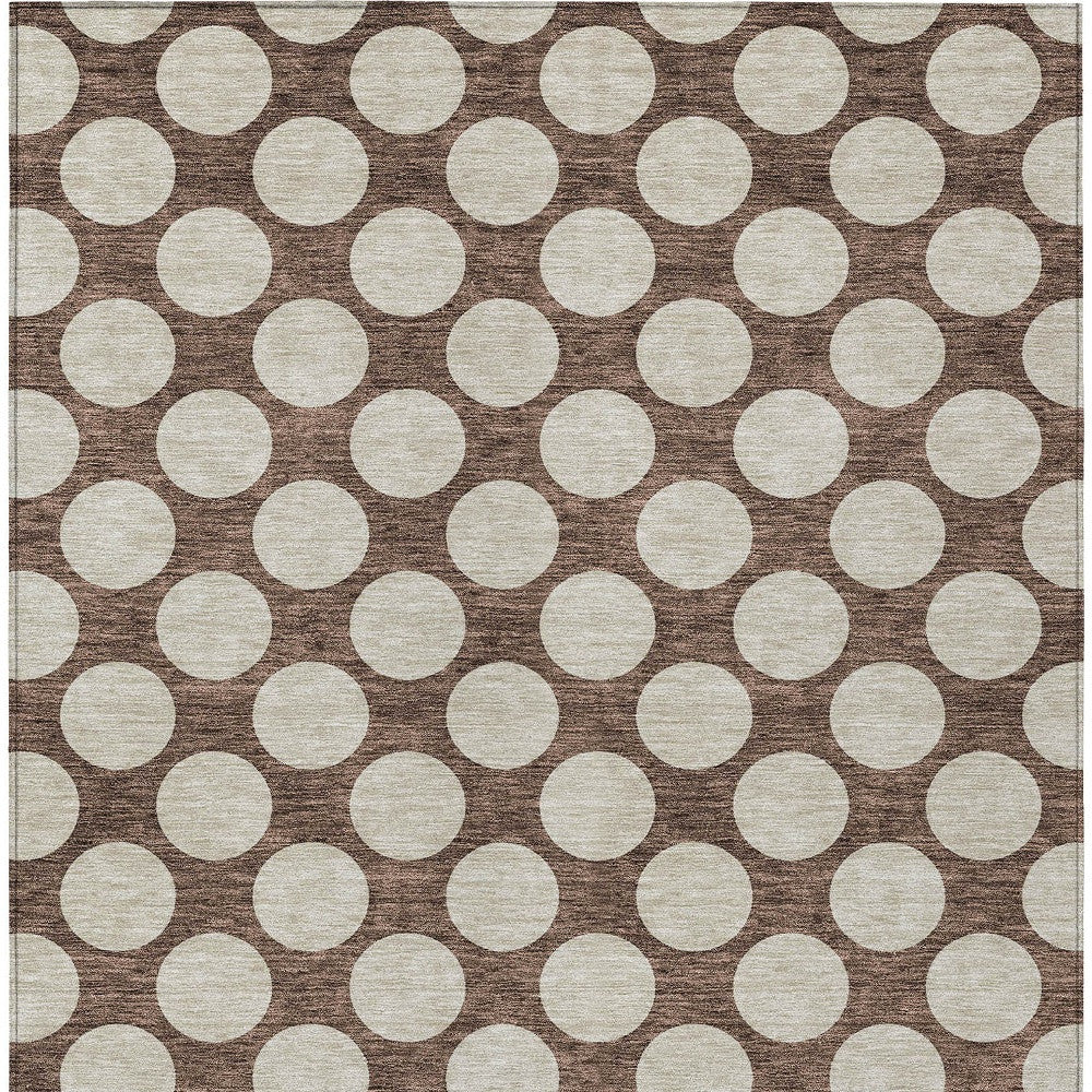 Tabselect Home Line 8' X 10' Brown And Beige Polka Dot Washable Indoor Outdoor Area Rug
